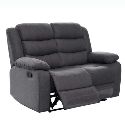 Homer 2-Seater Fabric Recliner - Dark Grey - With 2-Year Warranty